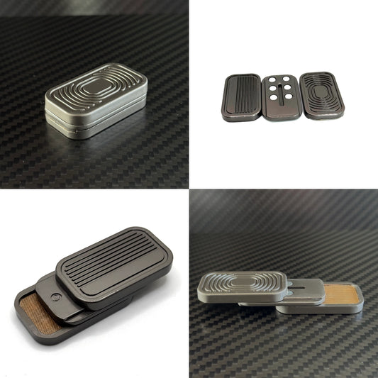 Multiple angles displaying the Magnetic 3-Layer Fidget Slider in both expanded and collapsed states, highlighting its three-layer magnetic mechanism.