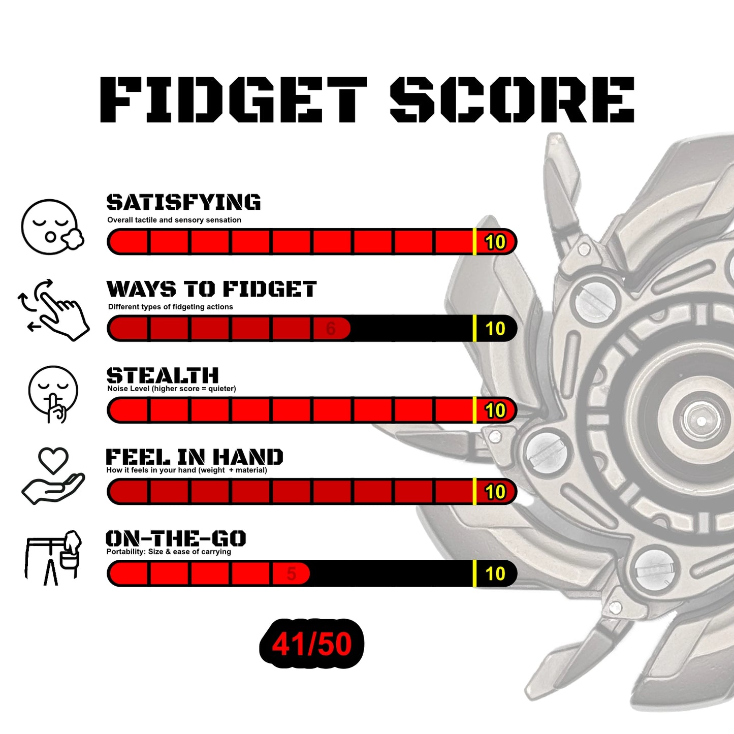 Desk scene with the spinner beside notebooks and headphones, highlighting its use for creativity and focus