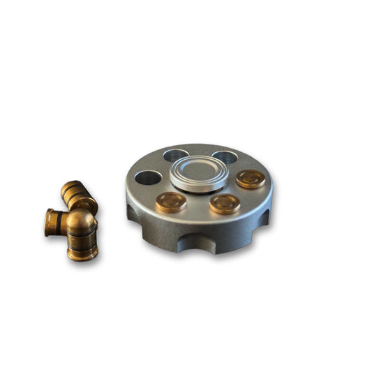 Front view of the Revolver Chamber Spinner showcasing its sleek, precision-crafted design.