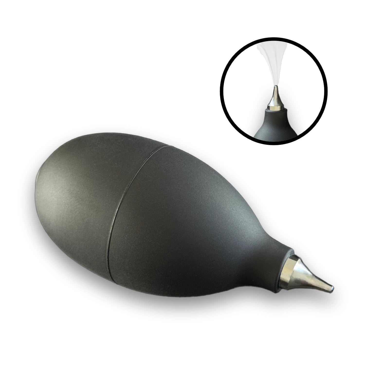 Front view of the silent Precision Air Blower, showcasing its ergonomic design and durable rubber bulb.​