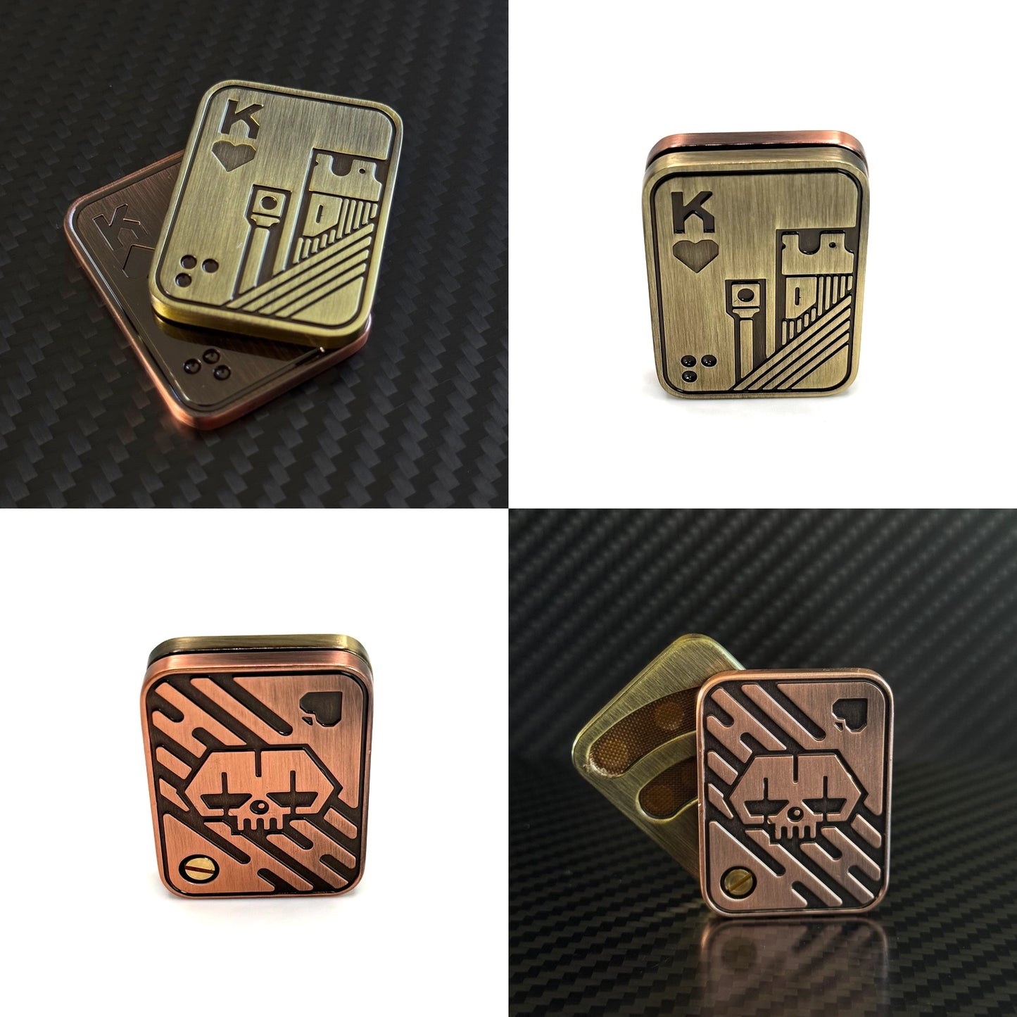 Multiple angles displaying the Metal Poker Card Fidget Toy in both expanded and collapsed states, highlighting its two-stage magnetic sliding mechanism.​
