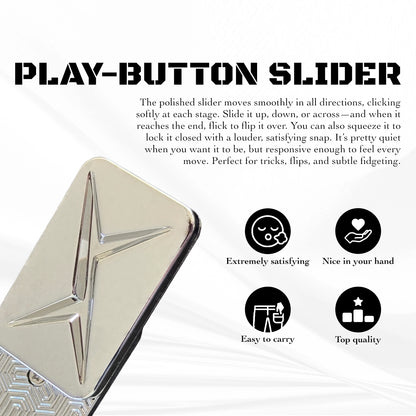 Play Button Slider – EDC Fidget Tool for Adults - Magnetic Multidirectional Slider for Stress Relief and Focus