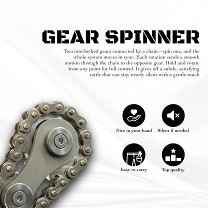 Gear Chain Spinner – Fidget Tool for Adults | Precision-Engineered Stress Relief Device - EDC