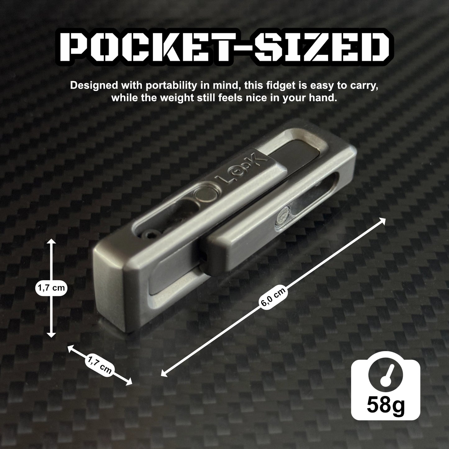 xLock Tower Fidget placed on a desk with a keyboard and notebook, depicting its discreet presence in a professional environment.​