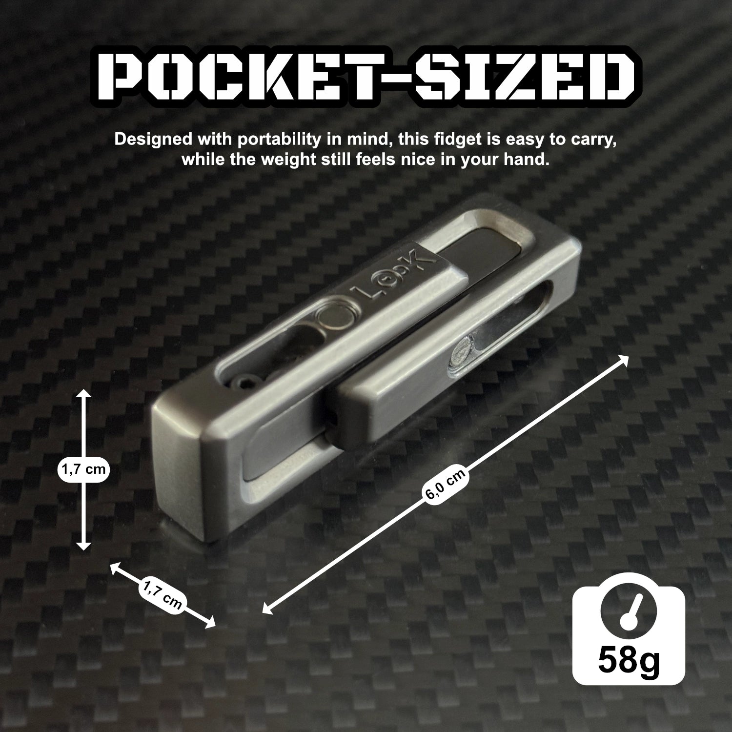 xLock Tower Fidget placed on a desk with a keyboard and notebook, depicting its discreet presence in a professional environment.​