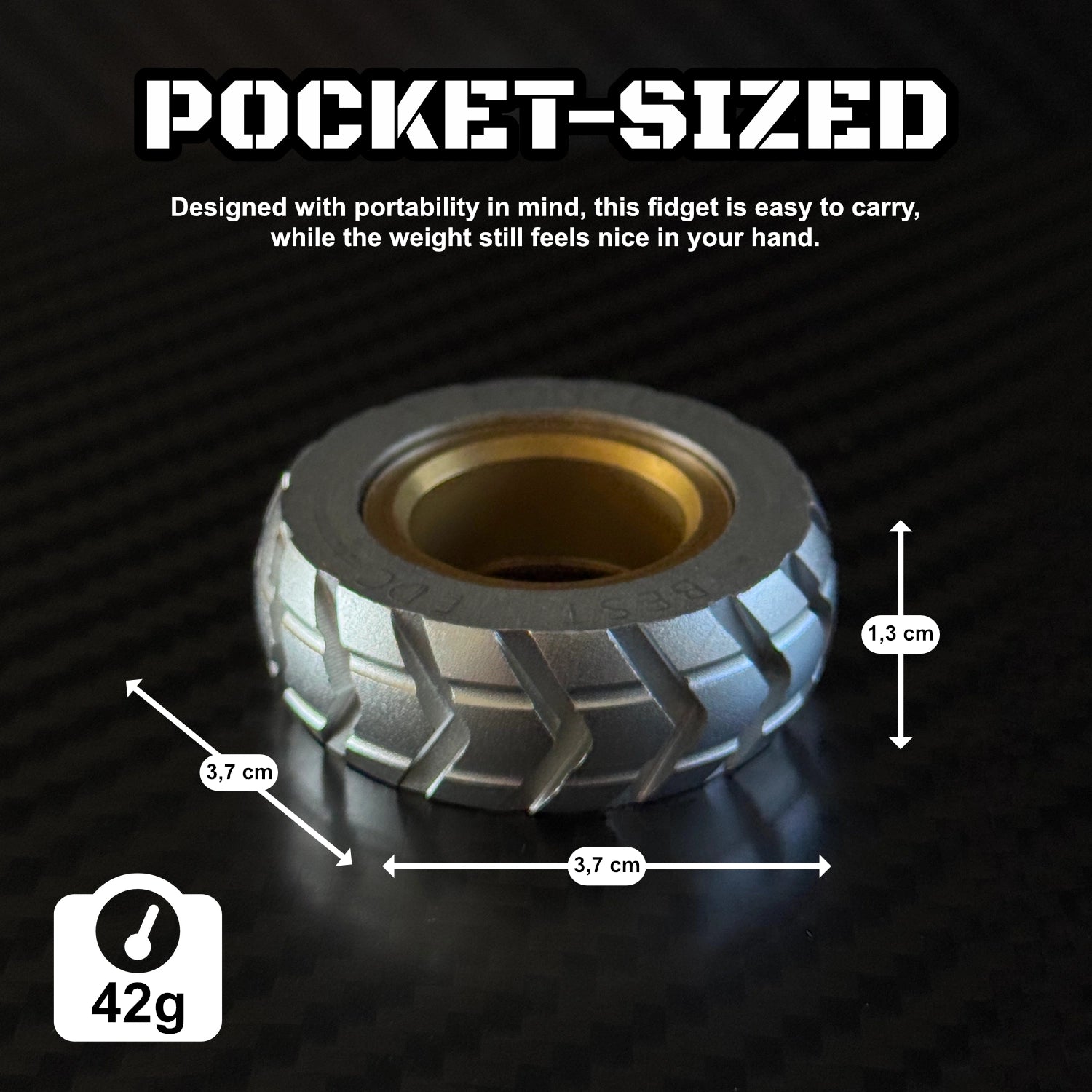 Image displaying the spinner's dimensions for size reference.
