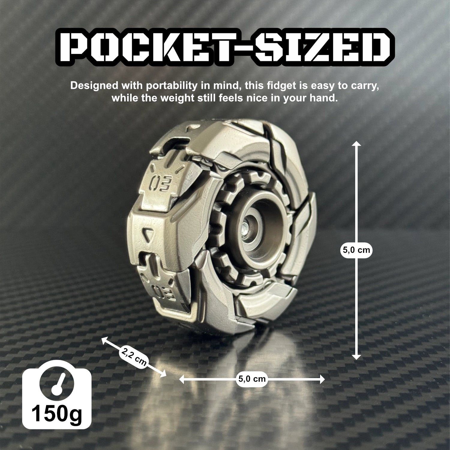 Spinner in mid-transition between collapsed and expanded states, revealing its mechanical complexity
