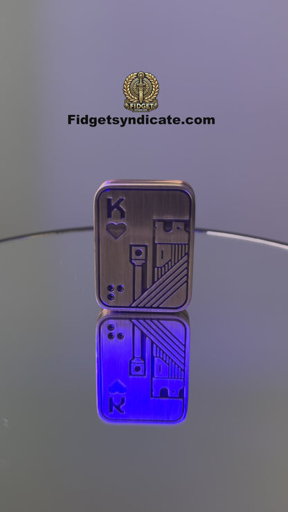 360-degree video demonstrating the smooth sliding motion and magnetic locking system of the Metal Poker Card Fidget Toy.​
